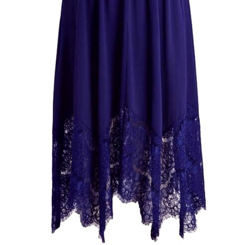Chicwe Women's 1X Long Flare Lace Trimmed Skirt